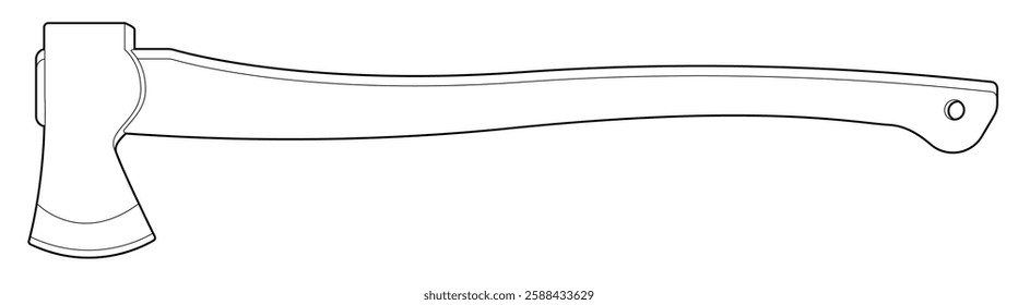 Vector illustration of an axe outline. Black line. Coloring page.