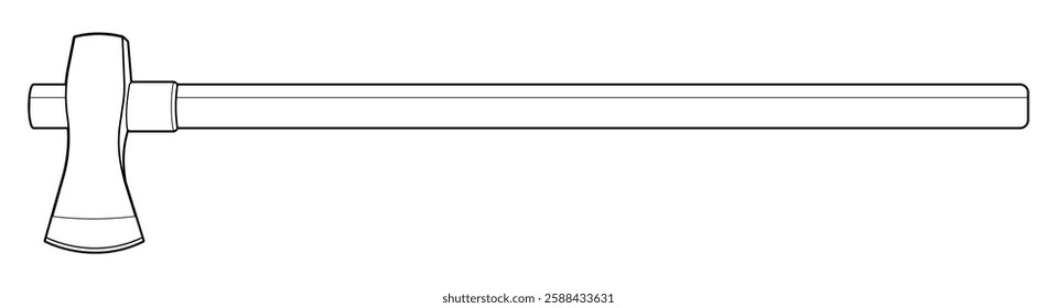 Vector illustration of an axe outline. Black line. Coloring page.