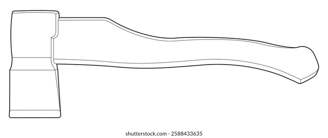 Vector illustration of an axe outline. Black line. Coloring page.