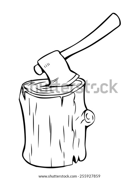 Vector Illustration Axe Stump Chopping Wood Stock Vector (Royalty Free ...