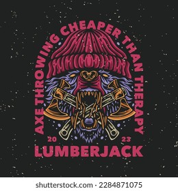 vector illustration axe throwing cheaper than therapy lumberjack for t shirt design