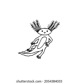 Vector illustration. Axolotl isolated on white background.