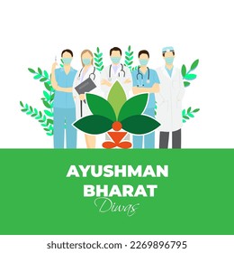 Vector illustration for Ayushman Bharat Diwas means blessed India day