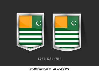 Ilustración vectorial del logotipo de la etiqueta AZAD KASHMIR. AZAD CACHEMIRA Signo de insignia AZAD CACHEMIRA con bandera, Plantilla de Anuncios de etiqueta de Producto de Cachemira.