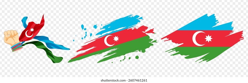 Vector illustration of Azerbaijan flag composition on transparent background