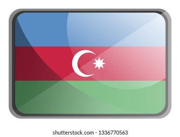 Ilustración vectorial de la bandera de Azerbaiyán sobre fondo blanco.