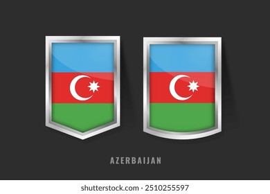 Ilustración vectorial de AZERBAIJAN Label Logo. AZERBAIYÁN Insignia Signo AZERBAIYÁN Con Bandera, Etiqueta De Producto Azerbaiyano Anuncios Plantilla.