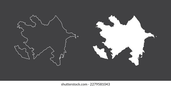 Vector illustration of Azerbaijan map isolated on white background. Filled and linear style map vector. svg