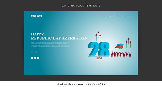 Vector illustration of Azerbaijan Republic Day Website landing page banner mockup Template