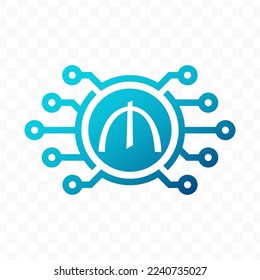 Vector illustration of Azerbaijani manat digital currency icon in blue color and transparent background (PNG).