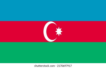 Ilustración vectorial de la bandera azerbaiyana. Icono plano