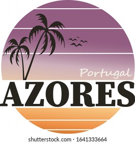 Vector illustration of Azores text in Portuguese, t-shirt, banner