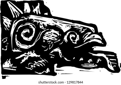 Vector illustration of Aztec carving
