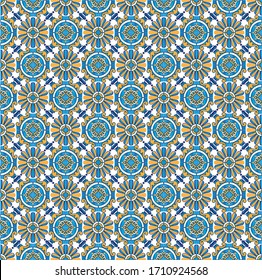 Vector illustration of Azulejo, traditional portuguese tiles on white background, drawn from a real building In Porto, Portugal