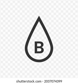 Vektorgrafik des B-Bluttyp-Ikons in dunkler Farbe und transparentem Hintergrund (png).
