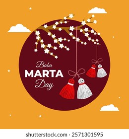 Vector illustration of Baba Marta Day social media template