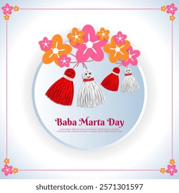 Vector illustration of Baba Marta Day social media template