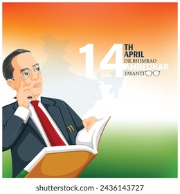 Vector illustration Babasaheb Bhimrao ambedkar Jayanti editable post banner template 