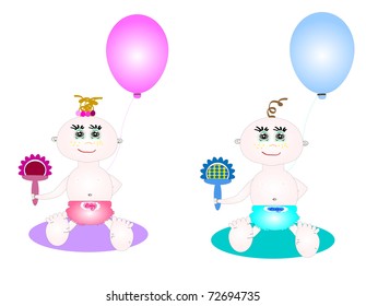Vector illustration of babies