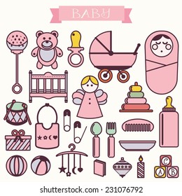 Vector illustration of babies set