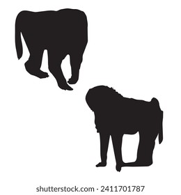 Vector Illustration of Baboon Art Silhouette