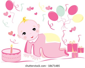 A vector illustration of a baby