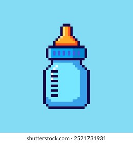 Vektorgrafik der Babyflasche mit Pixel Art Design, perfekt für Spielobjekte thematische Designs