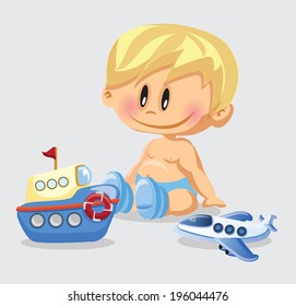 Vector illustration of baby boy 