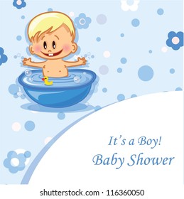 Vector illustration of baby boy, background