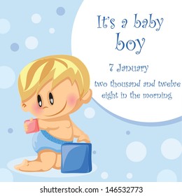 Vector illustration of baby boy, background