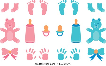 Vector illustration for baby boy shower and baby items