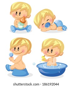 Vector illustration of baby boys 