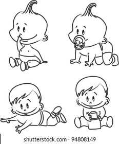 Vector illustration of baby boys