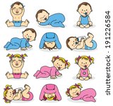 Vector illustration of baby boys and baby girls