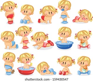 Vector illustration of baby boys and baby girls 