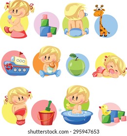Vector illustration of baby boys and baby girls