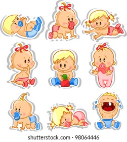 Vector illustration of baby boys and baby girls