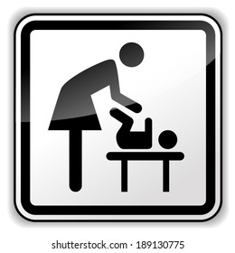 Vector illustration of baby changing sign on white background