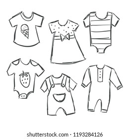 Baby Clothes Clipart Black And White