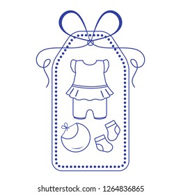 Vector illustration with baby clothes. Bib, socks, bodysuit. Things necessary for newborns.