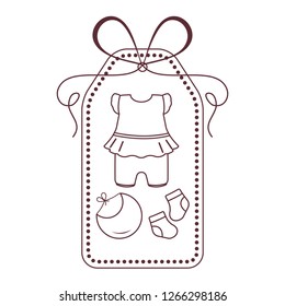 Vector illustration with baby clothes. Bib, socks, bodysuit. Things necessary for newborns.