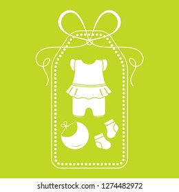 Vector illustration with baby clothes. Bib, socks, bodysuit. Things necessary for newborns.