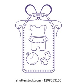 Vector illustration with baby clothes. Bib, socks, bodysuit. Things necessary for newborns.
