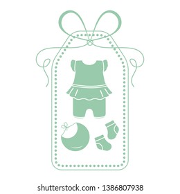 Vector illustration with baby clothes. Bib, socks, bodysuit. Things necessary for newborns.