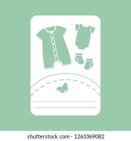 Vector illustration with baby clothes. Slip, socks, bodysuit. Things necessary for newborns.