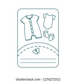 Vector illustration with baby clothes. Slip, socks, bodysuit. Things necessary for newborns.
