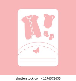 Vector illustration with baby clothes. Slip, socks, bodysuit. Things necessary for newborns.