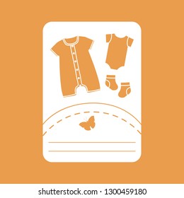 Vector illustration with baby clothes. Slip, socks, bodysuit. Things necessary for newborns.