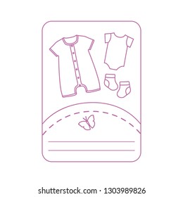 Vector illustration with baby clothes. Slip, socks, bodysuit. Things necessary for newborns.