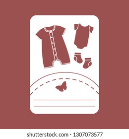 Vector illustration with baby clothes. Slip, socks, bodysuit. Things necessary for newborns.